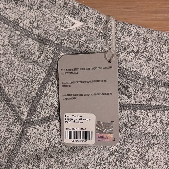 Gymshark Dry Fleur Texture Leggings Gray High Waisted Full Length Size Medium - Picture 8 of 8